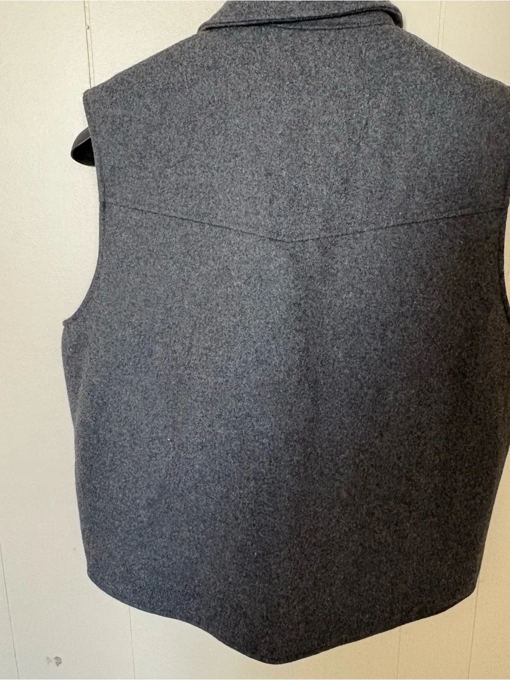 Men's Charcoal Wool Button-Front Vest with Zip Chest Pocket